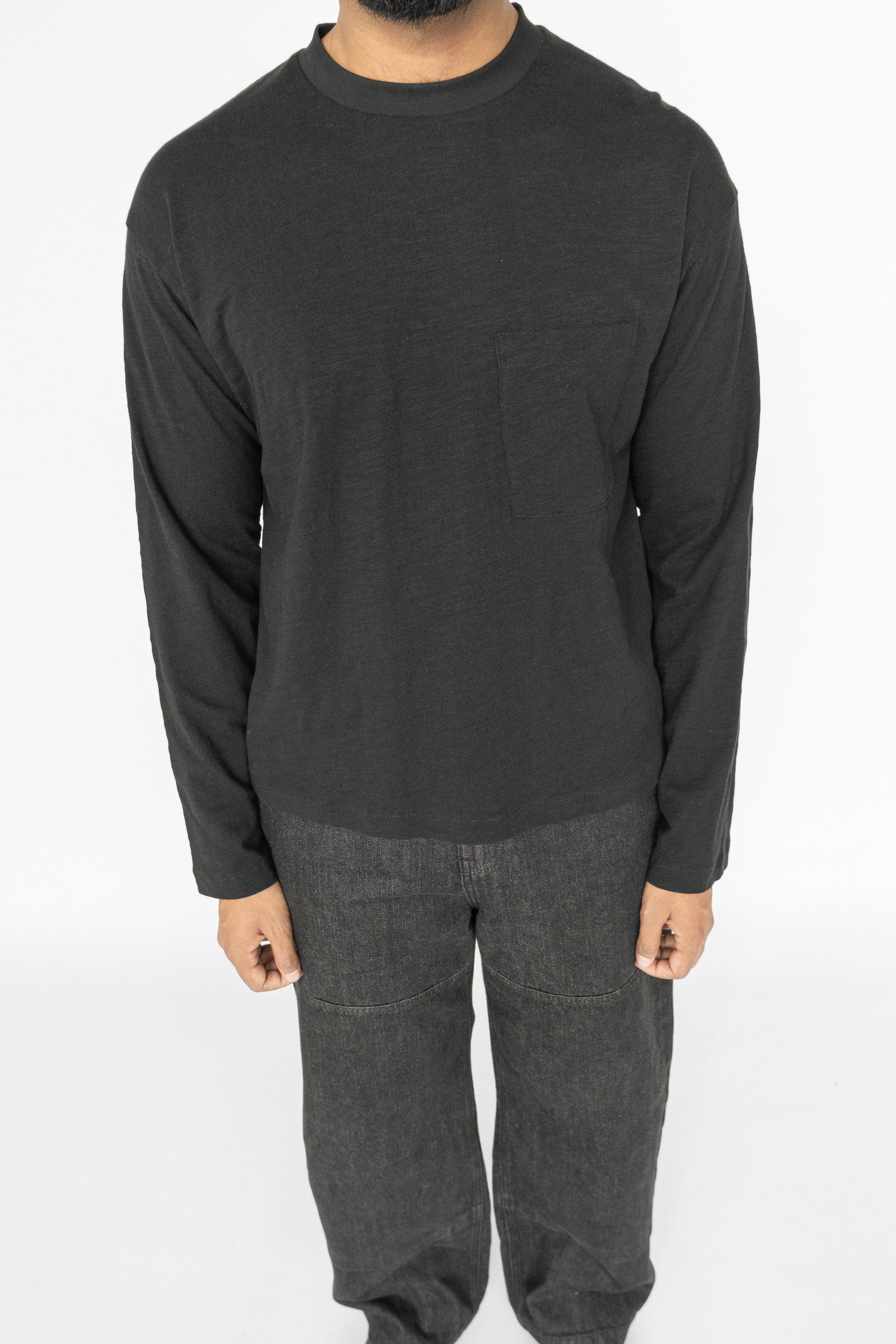 SLUB LONG SLEEVE T-SHIRT BLACK – BLEEDING INDIGO