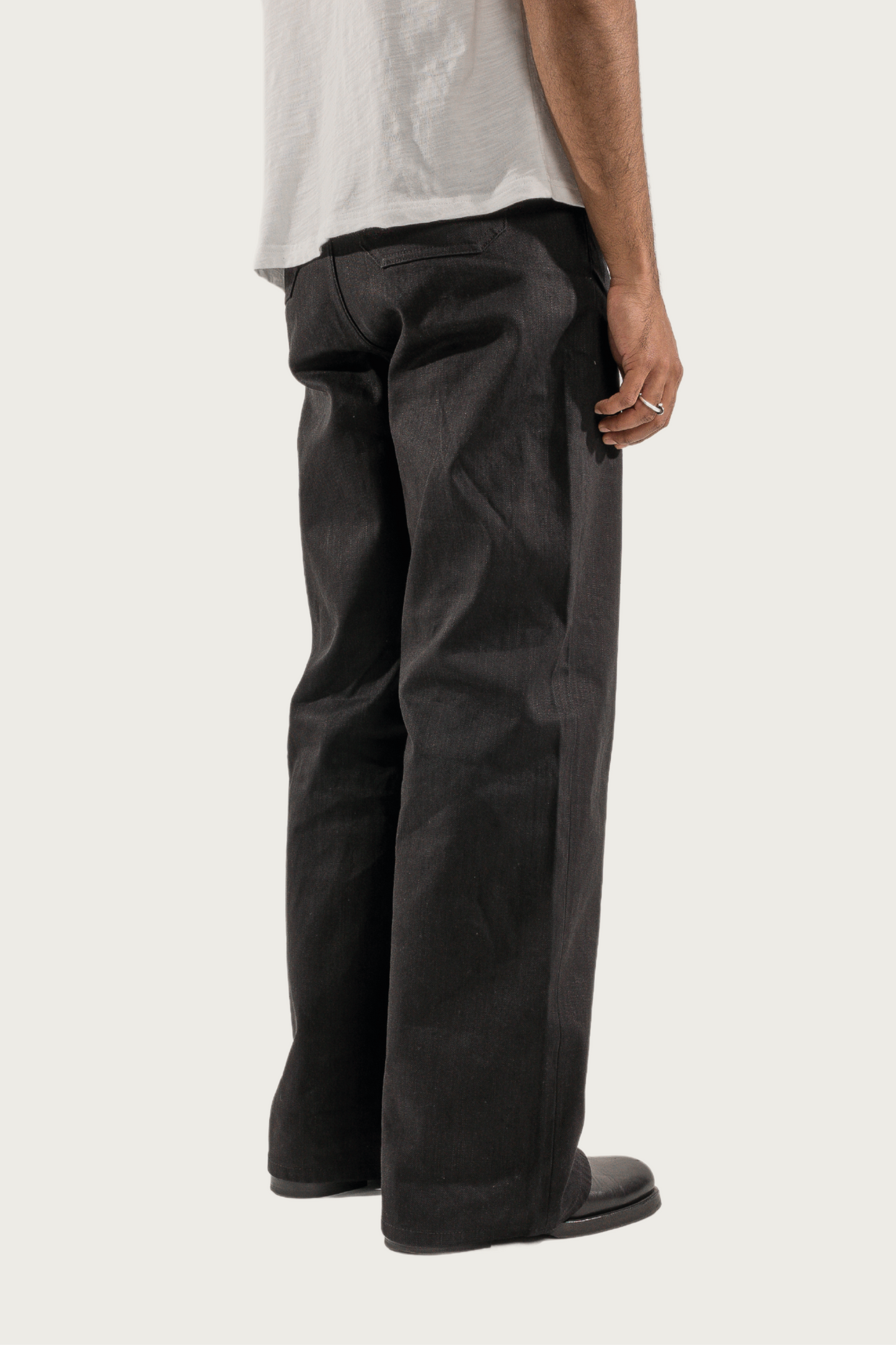 MORGAN SELVEDGE WIDE FIT JEANS JET BLACK