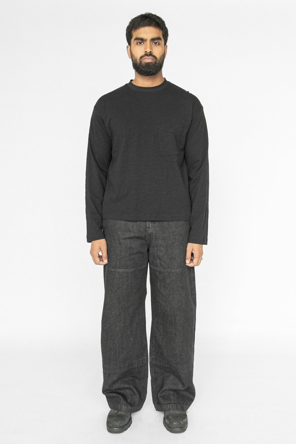 SLUB LONG SLEEVE T-SHIRT BLACK