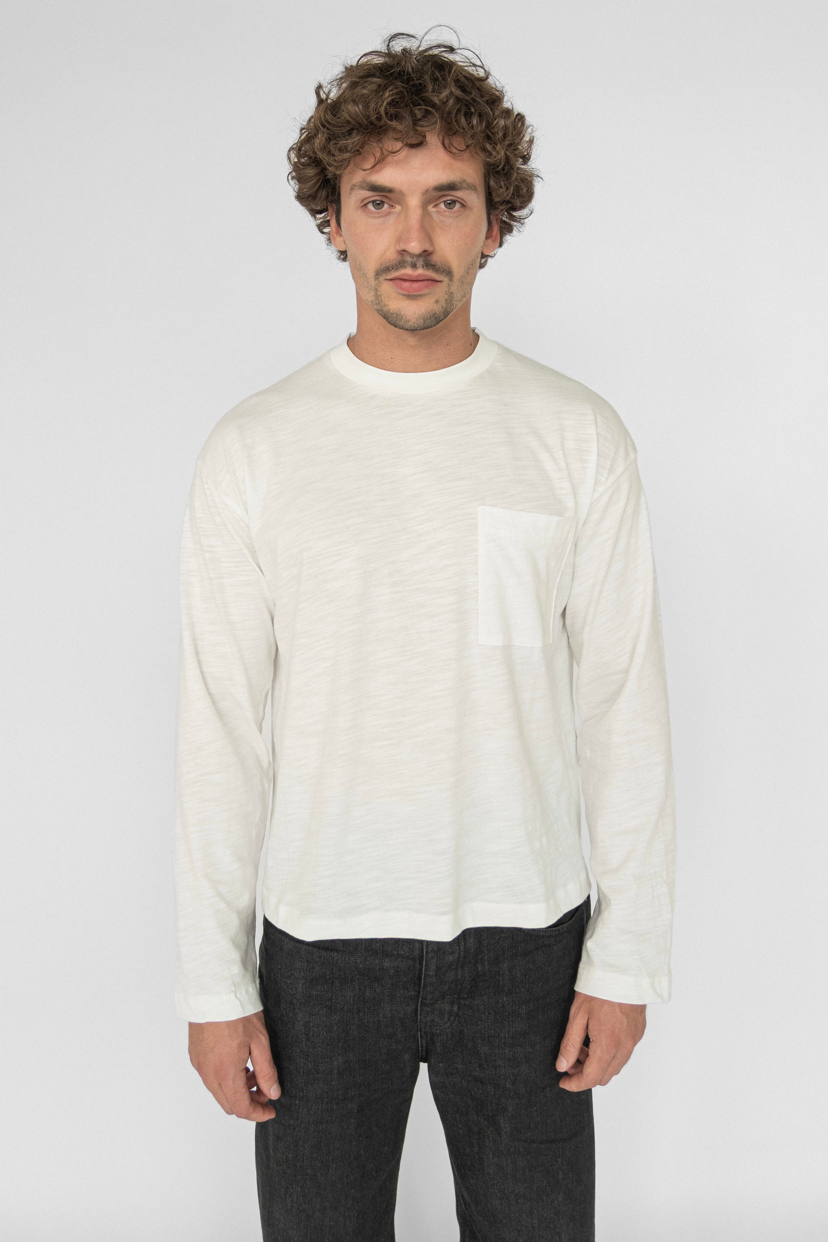 SLUB LONG SLEEVE T-SHIRT WHITE – BLEEDING INDIGO
