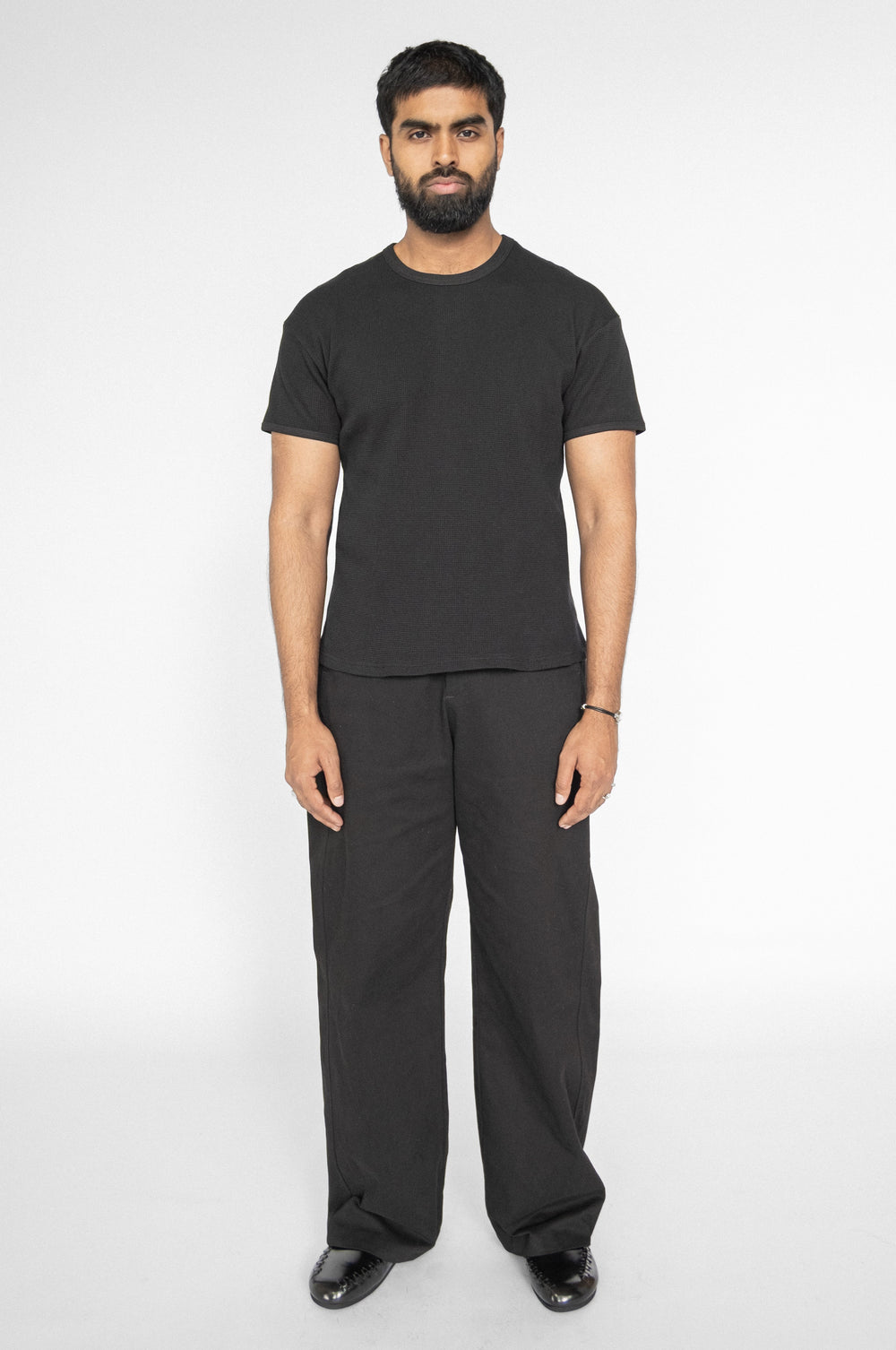 WAFFLE KNIT T-SHIRT BLACK