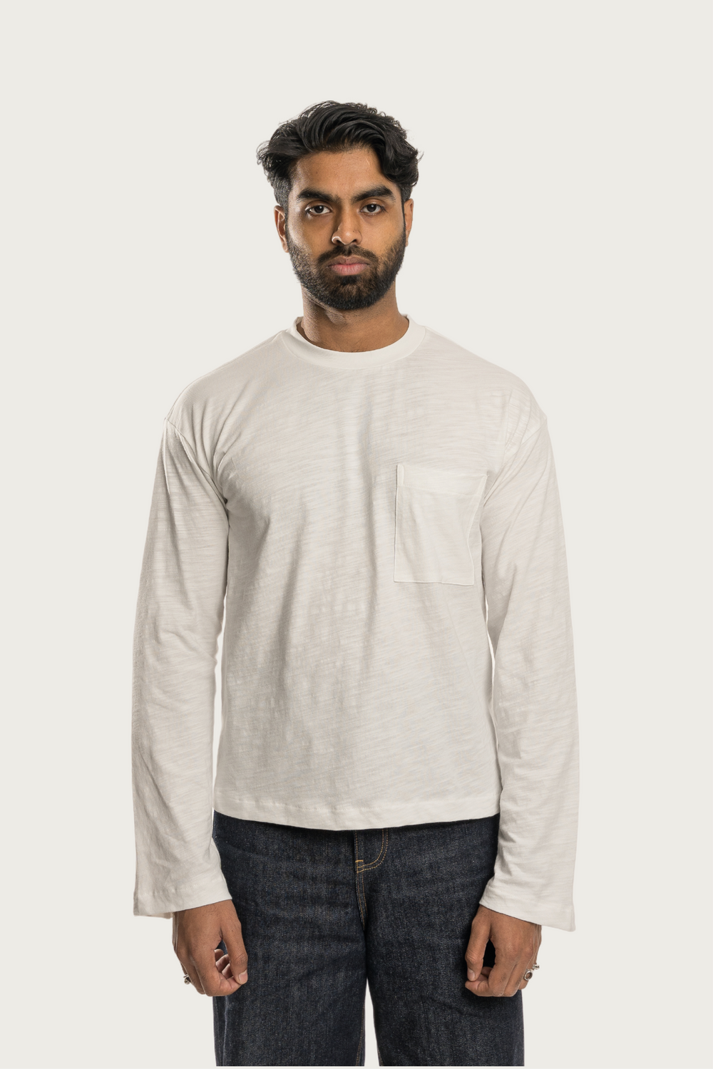 SLUB LONG SLEEVE T-SHIRT WHITE